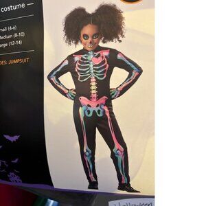 Skeleton Black Light Responsive Halloween Costume 4/6 Pink Jumpsuit Girls